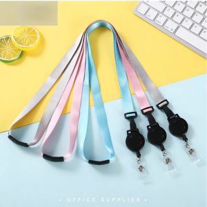 SEJUE4373 สายทแยงมุม แฟชั่น เชือกไนล่อนอ่อน สายคล้องคอ อุปกรณ์เสริมที่ใส่ป้าย สายคล้องโทรศัพท์ เชือกแขวนโทรศัพท์มือถือ สายคล้องโทรศัพท์มือถือ สายคล้องโทรศัพท์แบบยืดหดได้ การ์ดงานเชือก