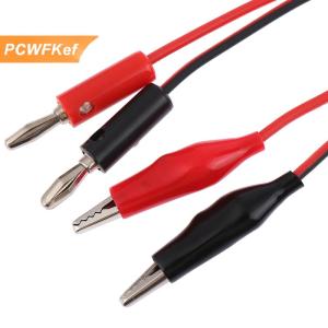 【PCWFKef】 1PC nhiều mét thử nghiệm dẫn cáp dòng 100cm đôi kết thúc chuối cắm để Alligator Clip điện kết nối tự làm công cụ