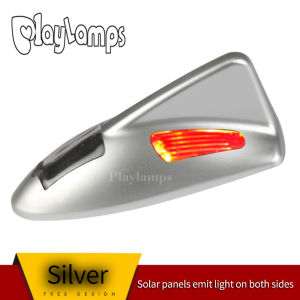 Car LED Solar Panel Charging Light Double-side Light-emitting Shark Fin Reminder Light Car Colorful Night Driving Flashing Lamp