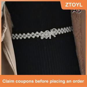 【ZTOYL】 สายคาดเอวประดับมุกขนาดใหญ่สำหรับผู้หญิงกระโปรงแฟชั่นเข้ากับทุกชุดดีไซน์หรูหราแบบลำลอง