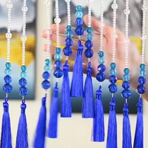 【Ship in 24H】珠帘水晶装饰隔断帘子玄关客厅流苏挂帘免打孔卧室卫生间风水门帘Bead Curtain Crystal Decorative Partition Curtain Porch Living Room Flow20260901