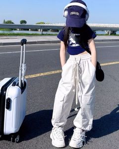 Stelan Baju Anak Perempuan T-shirts import atasan anak +celana cargo Fashion Bahan Katun