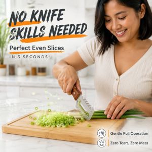 🔪 3-in-1 Multifunctional Stainless Steel Green Onion Cutter: Includes Meat Cleaver Knives Peeler Vegetable Knife Grater Can Opener - Simple Practical Efficient Sturdy Durable