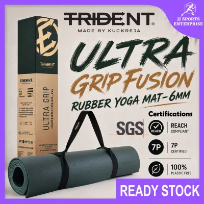 Trident Fusion Rubber Ultra Grip Yoga Mat (6mm) Exercise Mat Superb Quality High Density Thick Durable Tikar Senaman