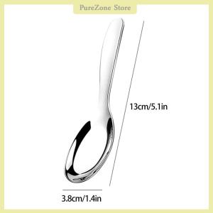 [PureZone] Stainless Steel Round Spoon Net Red Golden Dinner Long Handle Stirring Dessert Spoons For Kitchen Accessories Gadgets