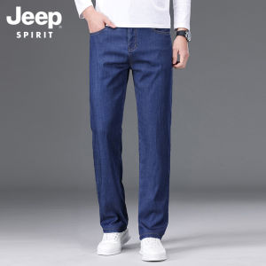 JEEP SPIRIT Mens Jeans Oversized New Loose Straight Thin Elastic Casual Long Pants Blue Jeans