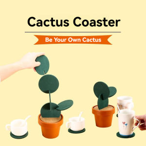 DIY Cactus Shaped Cup Coasters Set 6Pcs Creative Heat Insulation Mats Funny Cactus Holder Unique Table Decor for Home