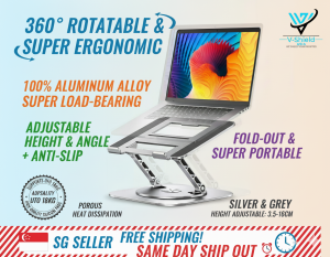Premium 360° Rotating Aluminium Laptop Stand - Heavy Duty & High-Quality Design [SG Seller]