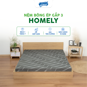 Nệm Bông Ép HOMELY GẤP 3 Á CHÂU Công Nghệ Bông Ép Cách Nhiệt Độ Bền Cao Dễ Gấp Gọn 10cm  Tặng Kèm Quà 7 Món