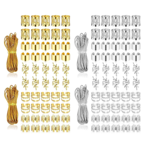 52pack Alloys Lined Small Rings Beads Device Tool Hook Needle Pulling Rings Festival Hair Decorations