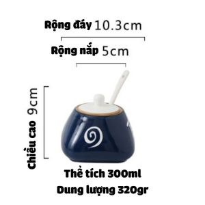Lọ Đựng Gia Vị Gốm Sứ Hũ Đựng Gia Vị Nhà Bếp 300ml Tặng Kèm Thìa Cao Cấp Decor Phòng Bếp