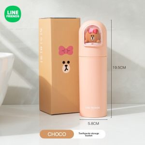 100% Authentic Line Friends Toothbrush Box Travel Portable Toothpaste Toothbrush Protect Holder Case Travel Camping Storage Bucket BROWN SALLY Birthday Gifts LFB116/LFB11