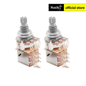Musiclily A250K/B250K/A500K/B500K Metric Coarse 18-Spline Split Shaft Pots Push/Pull Audio/Linear Taper Potentiometers for Electric Guitar Bass (Set of 2)