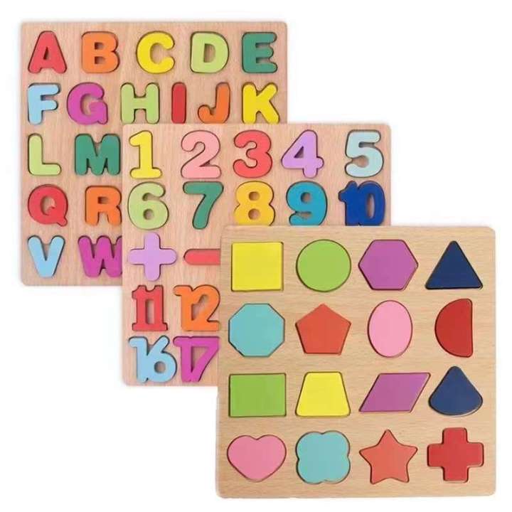 Wooden Letters Numbers and Shapes Pairing Wooden Puzzle Educational Toy ...