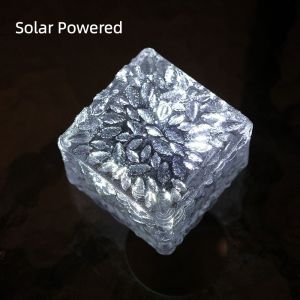 REOPYG Waterproof Solar Ice Brick Lights Rainproof Solar Powered Outdoor Ice Rock Cube Lights All-Weather Decor Automatic Solar Standing Lights Thanksgiving Christmas Party