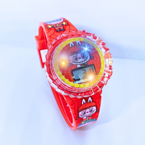 Jam Tangan Anak Digital Dial Karakter Labubu Dengan Fitur Musik dan Lampu LED Berputar 360 Derajat
