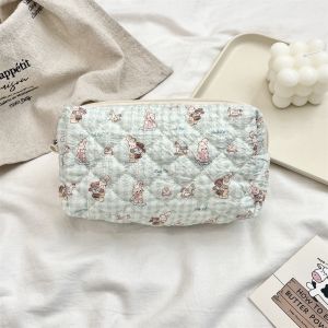DEER Portable Bubble Cloth Coin Purse Cartoon Animal Pattern Korean Style Cosmetic Bag Sweet Soft Zipper Stationery Bag Student