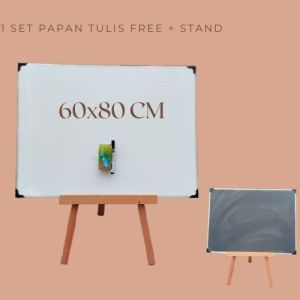 Whiteboard/Papan Tulis Standing Ukuran Sedang 60x80 cm Free Spidol Dan Penghapus