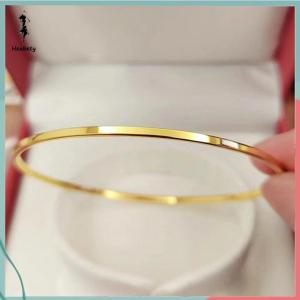 ส่วนลด 10 บาท สำหรับการซื้อ 1 ชิ้น กำไลข้อมือบางวงกลมเรียบเหล็กไทเทเนียมสำหรับผู้หญิงสร้อยข้อมือวินเทจเครื่องประดับของขวัญสำหรับงานปาร์ตี้