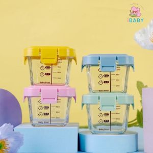 Glass Food Storage Box Frozen Baby Food Glass Cup Baby Food Storage Jar for Little Ones Microwave Safe