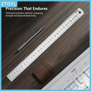 ZTOYL 15-100CM Precision Stainless Steel Ruler Machinist Tool Zero Glare Satin Chrome Finish for Engineers Drafting Workshop Tasks