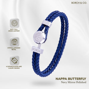 BORCH & CO. Gelang Kulit Leather Bracelet - Nappa Butterfly Navy