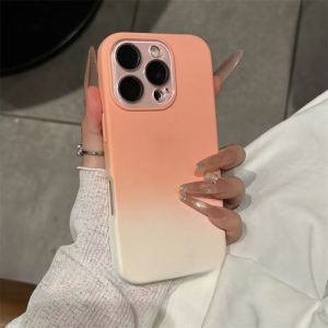 Luxury Gradient Color Shockproof Phone Case For iPhone 17 Air 16 15 14 13 12 Pro Max With Lens Glass Protection Silicone Cover