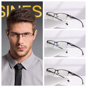 EDDY SONG โปร่งใส แว่นตาป้องกันบลูเรย์ พีซี โลหะผสม แว่นกันแดดผู้ชายโลหะผสม 3 สี ของตกแต่งเครื่องแต่งกาย แว่นตาธุรกิจแบบครึ่งกรอบ นักเรียน
