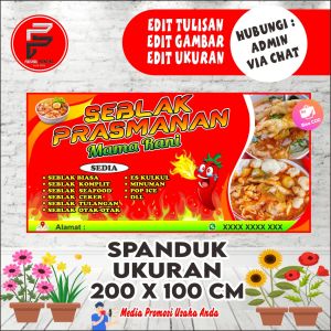 Spanduk Warung Seblak / Spanduk Seblak Prasmanan / Banner Seblak / Spanduk Ukuran 2 x 1 m Bisa COD