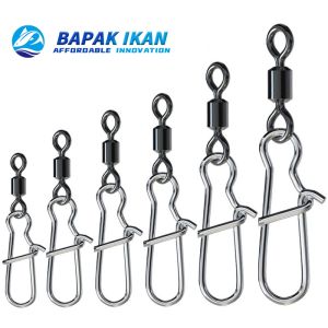 50pcs Bantalan Pin Konektor Pancing Baja Tahan Karat Kotak Kancing Putar Putar Aksesori Umpan Pancing untuk Kait Umpan