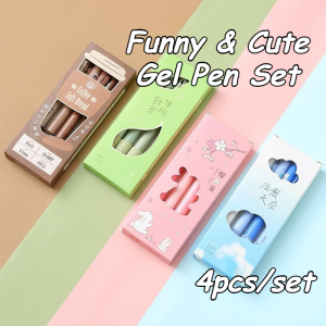 4Pcs Coffee Style Gel Pen Set Soft Bread Touch 0.5mm Ballpoint Black Color Ink Pen School Supplie