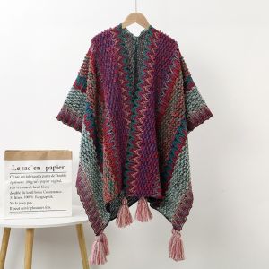 LUMINELLEB Printing Ethnic Style Shawl Warm Neck Wrap Tassel Scarves Simple Fashion Imitation Cashmere Scarf Women