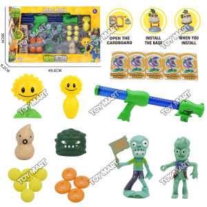 Plants vs Zombies Garden Battle Toy Set with Launchers Figures & Foam Balls (Official Design)