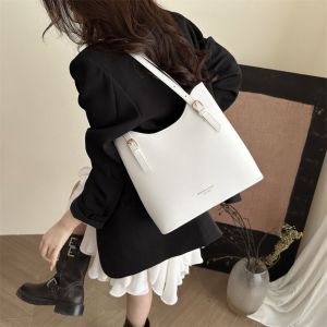 OXTRWZ Solid Color Simple Tote Bag PU Leather Large Capacity Solid Color Shoulder Bag Portable Handbag Vintage Handbags Girls