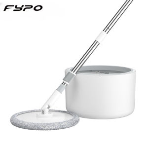 Fypo Round Mop with bucket 360 Rotating Mop Microfiber Mop Round Bucket Household Sweeper Tile Cleaner Carton Flow System Floor Cleaning Tool household cleaner