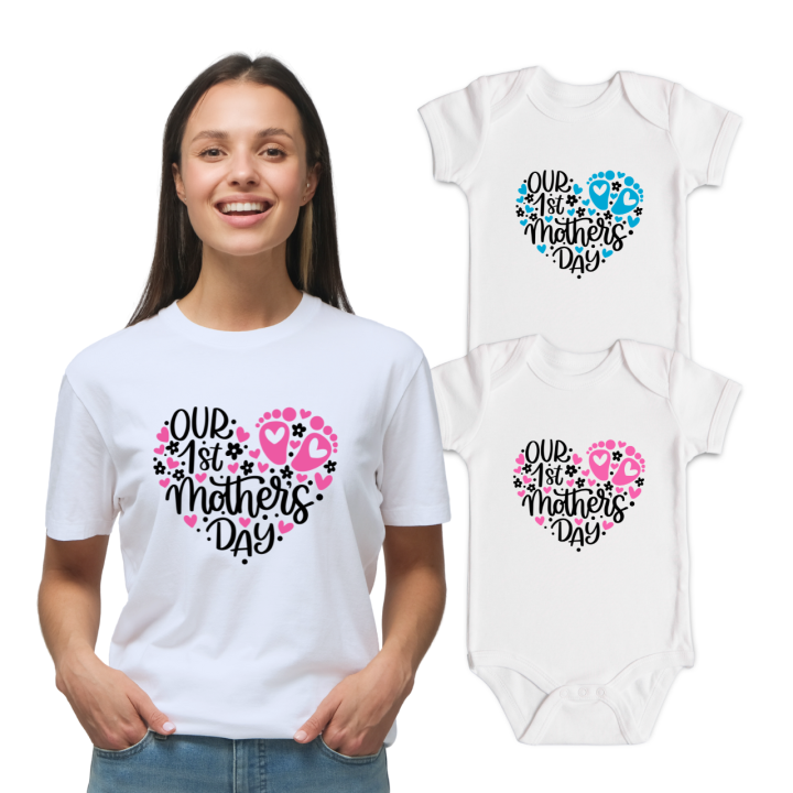 Our First Mothers Day Matching Outfit Mom Daughter Son Cotton Baby Onesie  Shirt Cotton Round Neck Lazada PH