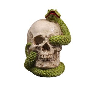 MMLUCK Props Resin Figurine Skull Head Party Supplies Statue Home Accessories Skull Sculpture Halloween Decoration Skull Lantern