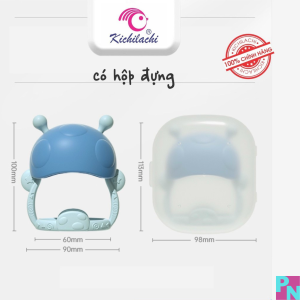 Ngậm nướu hình nấm cho bé gặm nướu Kichi silicone siêu nhẹ siêu mềm giúp bé giảm ngứa lợi không BPA (tặng kèm hộp đựng)