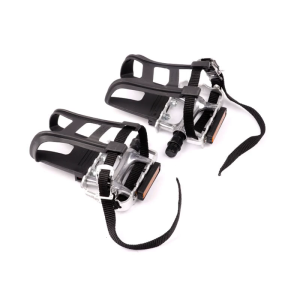 MultiPurpose Bicycles Pedals Bike Pedals with Toe Clip and Strap for Exercise Bike Spin Bike and Outdoor Bicycles