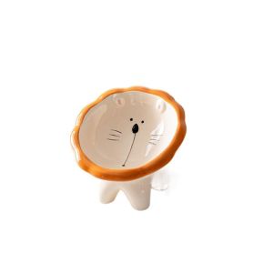 ER52858 Cute Cat Bowl Creative Ceramic Pet High Foot Bowl Pet Supplies Large Capacity Dog Food Feeding Basin Neck Protection