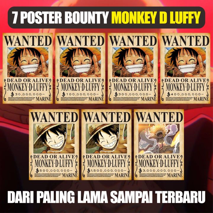 Wanted Poster Bounty Monkey D Luffy Dari Pertama Sampai Sekarang/Terbaru Anime Manga One Piece ...
