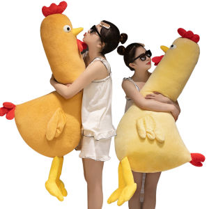 140cm Kawaii Stuffed Long Chicken Plush Pillow Bed Backrest Sleeping Cushion Dolls Home Decoration Birthday Gift for Friend