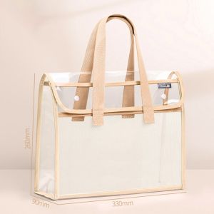 WAPKTY Transparent Transparent File Bag Multifunctional PVC Document Bag Portable Data Storage Bag School Office Supplies