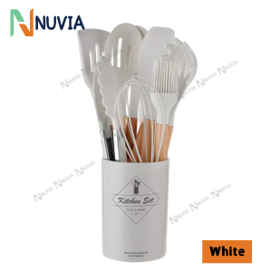 Nuvia Kitchen Utensil Set Silicone Cookware Set Kitchen Gadgets Silicone Cutlery Set Kitchen Tools With Storage Bucket