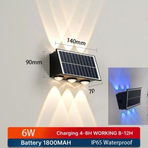 Solar Wall Light Up and Down Strong Brightness Outdoor Waterproof Landscape for Garden Porch Balcony Villa Decoration