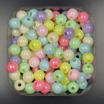 50 Pcs Round Beads 8mm Multicolor Pastel DIY Beads Art and Crafts