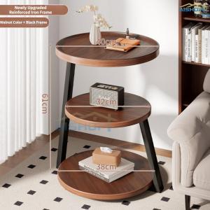 [SG Seller]3-Tier Round Side Table Open Storage End Table with Metal Frame for Living Room & Bedroom