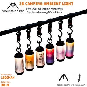 MOUNTAINHIKER 38-inch outdoor camping light adventure light 1800mAh Type-C rechargeable magnetic hanging camping light outdoor tent light