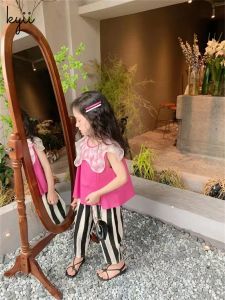 KYII Girls set two-piece Sleeveless Round-neck top children Set kyii0152