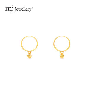 MJ Jewellery 375/9K Gold Round Loop With Love Earrings S60